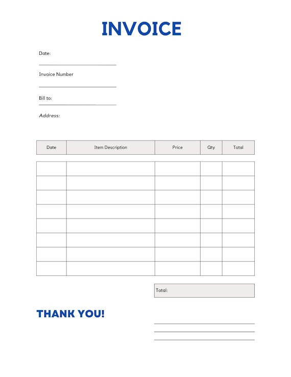 Printable Minimalist Professional Business Invoice