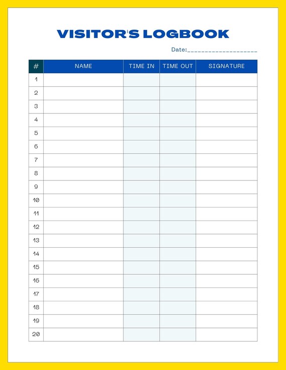 Printable Visitor's Logbook