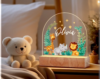 Personalisiertes Nachtlicht mit Mond und Sternen, Licht mit individuellem Namen, Kinderzimmer Licht, Geburtstagsgeschenk für Kinder, Geschenk zum Kindertag