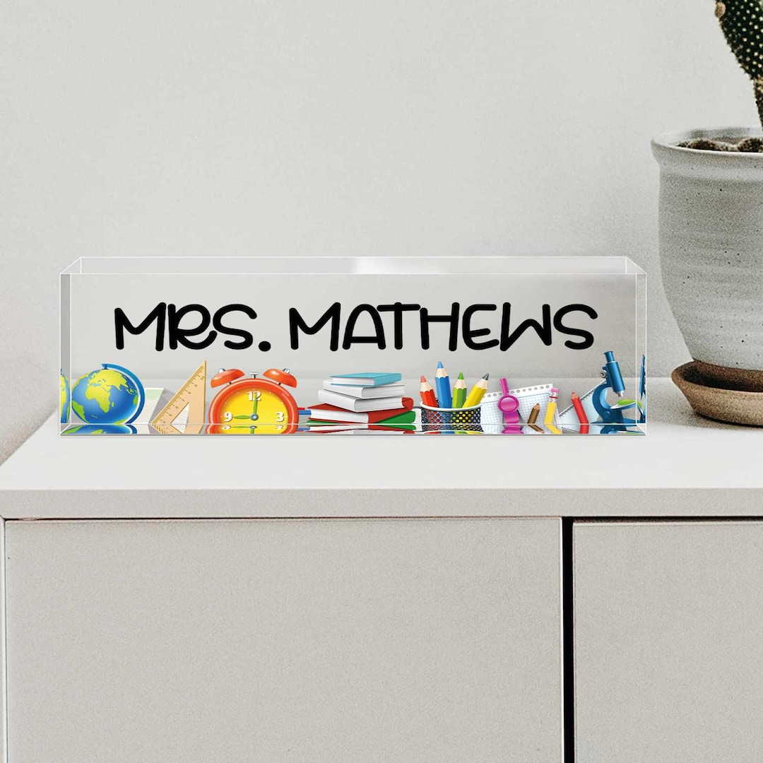 Customized Clear Acrylic Desk Name Plate Block With Personalized Logo ...