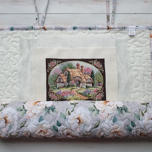 刺繍作品の保管と輸送用ロール、「灰色の牡丹」カラーのクロスステッチ完成品用プロジェクトオーガナイザー