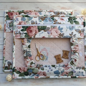 Enveloppe en textile - Sac à projet - Sac à projet au point de croix - Roses dans du lait