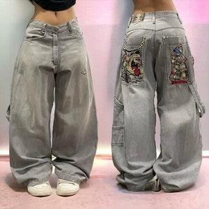 Women's Vintage Flare Jeans Streetwear Harajuku 2000s Y2k Baggy Straight  Denim Trouser Korean High Waist Wide Leg Pants Clothes