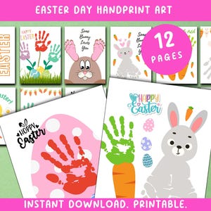 Easter Handprint Art - Printable Handprint - Preschool Easter - Footprint Art - Spring Handprint Art - Easter Activity Kids, Handprint Craft