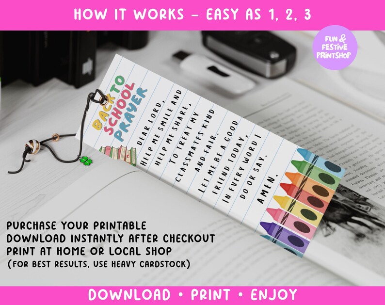 Back to School Prayer | Bookmark Printable | Prayers Kids | First Day ...