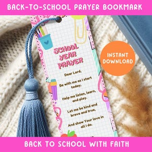 Back to School Prayer | Bookmark Printable | Prayers Kids | First Day of School | Backpack Blessing | Teacher Prayer Card | Sunday School