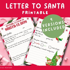 Carta a Papá Noel para imprimir - Carta a Papá Noel - Carta de Navidad para niños - Lista de deseos navideños Descarga digital - Carta de Navidad a Papá Noel