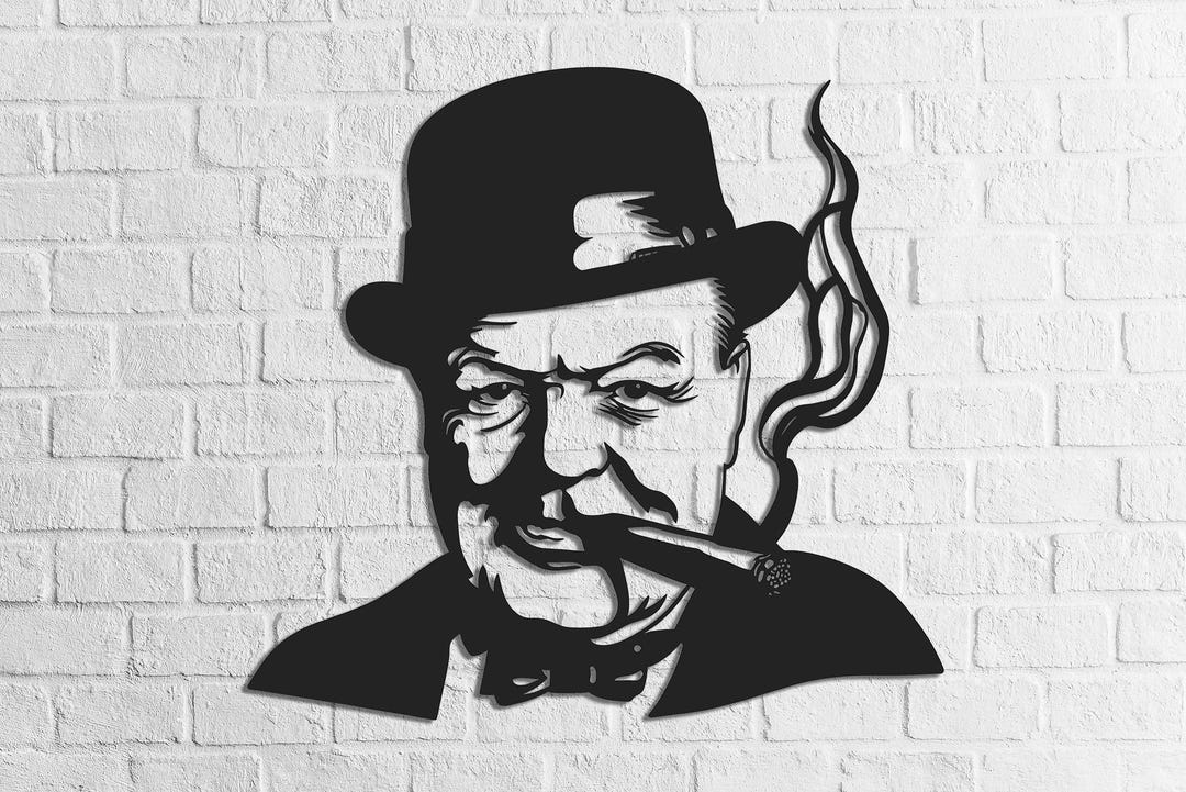 Winston Churchill Silhouette With Cigardetailed Modern