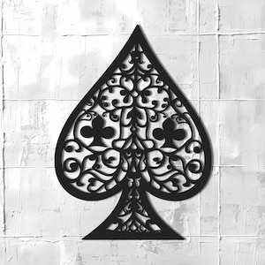 Ace of Clubs Silhouette, Unieke Moderne Kunst Housewarming Cadeau Idee, Card Deck Decoratie, Unieke Game Room Accessoire, Stijlvolle Home Artwork