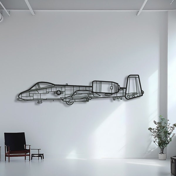 A-10 Thunderbolt Silhouette - Laser Cut Metal Wall Art, Decor van militaire vliegtuigen, Warthog Fighter Jet Artwork, Luchtvaartliefhebber Cadeau