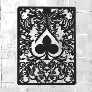 Sagoma di asso di fiori, idea regalo unica di inaugurazione della casa di arte moderna, decorazione del mazzo di carte, accessorio unico per la sala giochi, elegante opera d'arte per la casa
