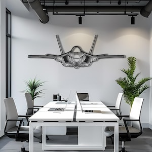 F-35A Fighter Jet Silhouette, Detailed Modern Art Laser Cut Metal Wall Art, Stealth Aircraft Decor, Military Aviation Gift Idea