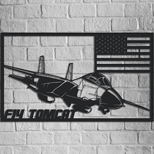 F14 Tomcat z sylwetką flagi USA - Dekoracja USAF, Patriotyczny wystrój myśliwca, Dzieło sztuki lotnictwa wojskowego, Legendarny myśliwiec