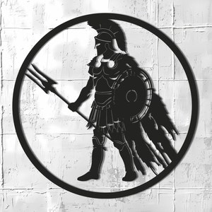 Spartan Warrior Silhouette, Laser Cut Metal Wall Art, Ancient Greek Decor, Legendary Military Artwork, Ancient Style Decoration