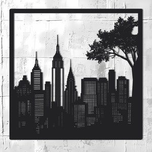Manhattan Skyline Silhouette, New York Home Decoration, NYC Cityscape Decor, Manhattan View Gift Idea, Iconic New York Scene