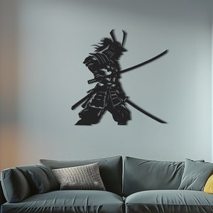 Ancient Samurai Silhouette, Samurai Warrior with Katana Wall Art, Japanese Warrior Decor, Historical Samurai Artwork, Eastern Theme