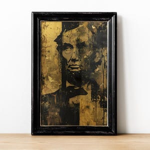 Abraham Lincoln Gold Brush Stroke Portrait - Elegant Canvas Wall Art - Digital Printed Painting - Historical Home Decor - Unique Gift Idea