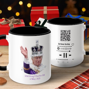 HM King Charles III Coronation Musical Mugs, God Save The King Anthem, May 6 2023 Gift, Keepsake Mugs, Unique UK Souvenir Mugs