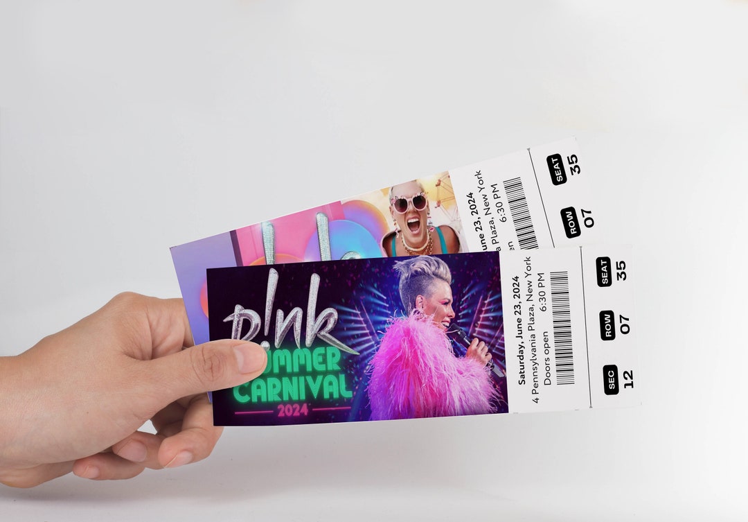 Printable Pink Summer Carnival 2024 Tour Digital Tickets, Editable