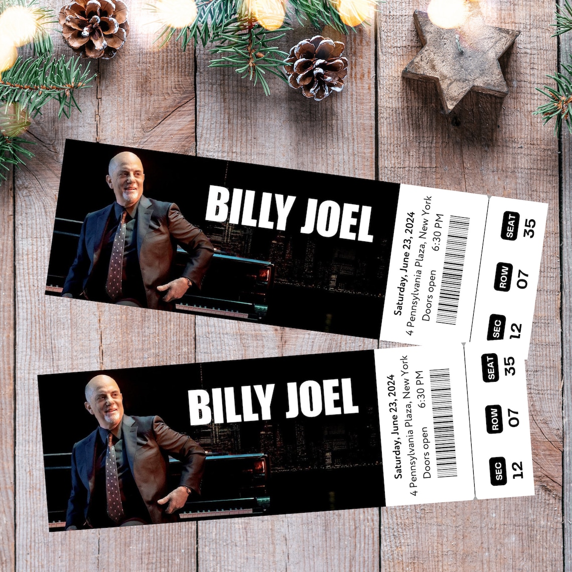 Printable Billy Joel 2024 World Tour Digital Tickets, Editable Concert Show Ticket, Ticket