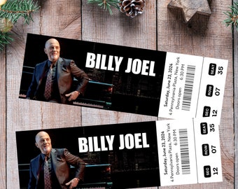 Printable Billy Joel 2024 World Tour Digital Tickets, Editable Concert Show Ticket, Ticket Template Instant Download