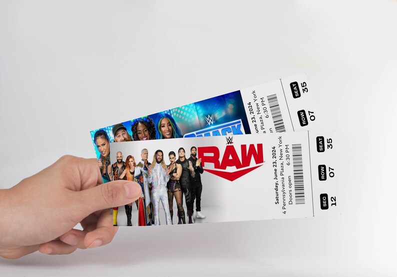 Printable WWE RAW SMACKDOWN 2024 Wrestling Show Digital Tickets