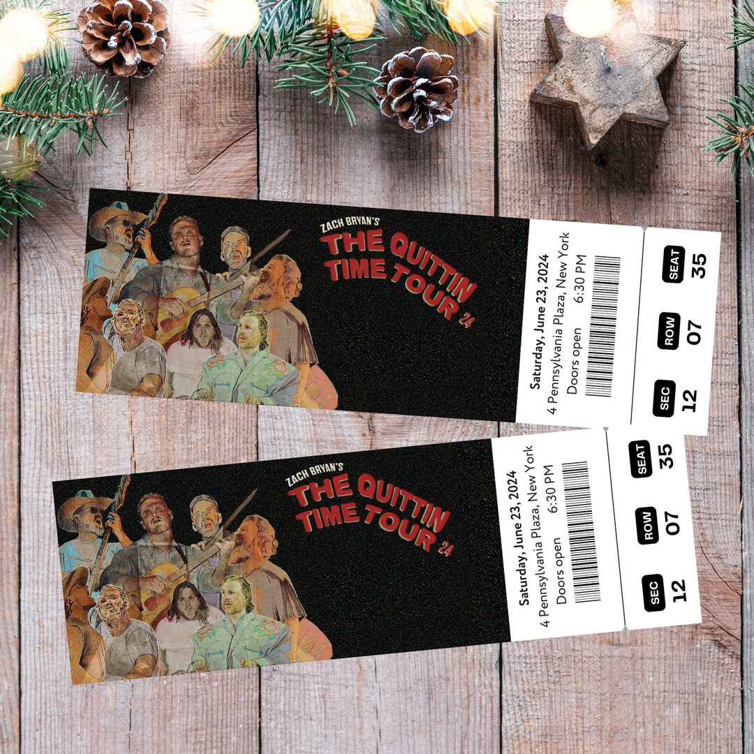 Printable Zach Bryan the Quittin Time Tour 2024 Digital Tickets