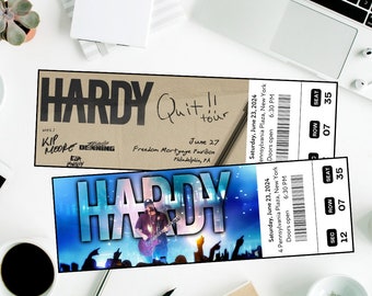 Printable Hardy Quit!! Quit Tour Digital Tickets, Music Concert Show Pass,  Broadway Editable Ticket, Ticket Template Instant Download