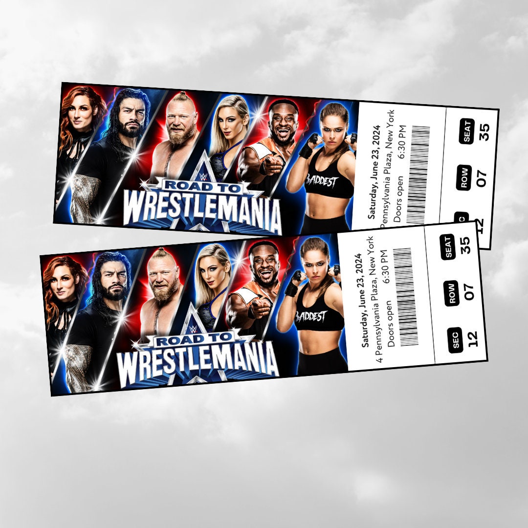 Printable WWE Road to Wrestlemania Wrestling Show Digital Tickets