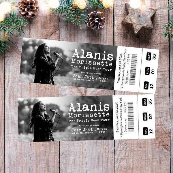 Printable Alanis Morissette The Triple Moon Tour Digital Tickets, Editable Music Concert Show Ticket, Ticket Template Instant Download