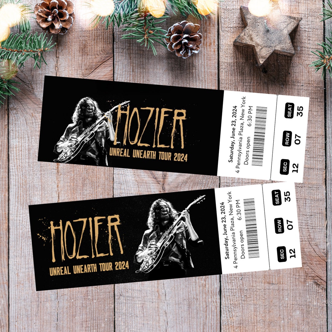 Printable Hozier Unreal Unearth Tour 2024 Digital Tickets, Editable Music Concert Show Ticket
