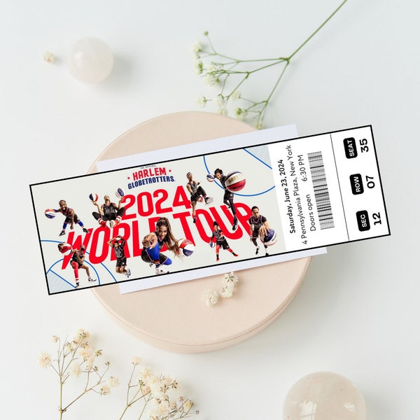 Printable Harlem Globe Trotters Baseball Game 2024 World Tour Digital Tickets, Editable Ticket, Ticket Template Instant Download