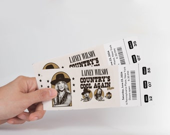 Printable Lainey Wilson Country's Cool Again Tour Digital Tickets, Editable Music Concert Show Ticket, Ticket Template Instant Download