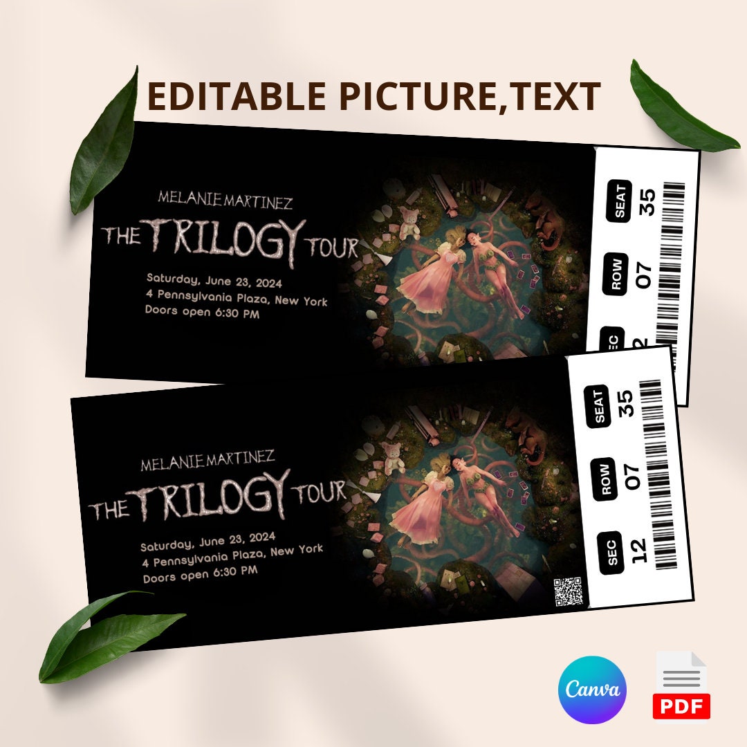 Printable Melanie Martinez Concert Digital Tickets, Editable Music Concert Show Ticket, Melanie