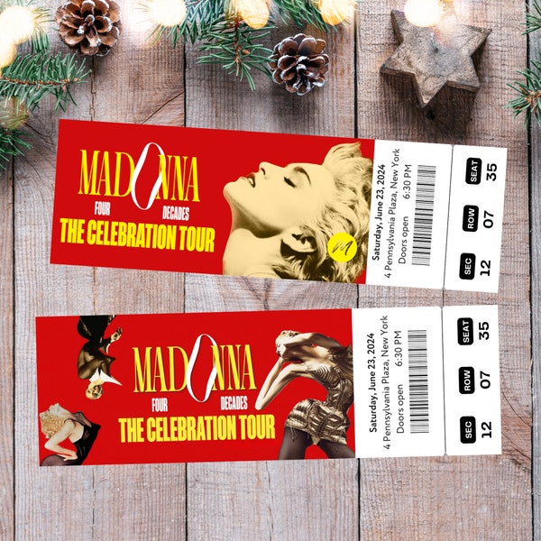 Printable Madonna The Celebration Tour Digital Tickets, Editable Music Concert Show Ticket, Ticket Template Instant Download
