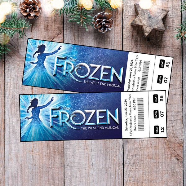 Printable Frozen Theatre Musical Theatre Digital Tickets,  The West End Musical Broadway Editable Ticket, Ticket Template Instant Download