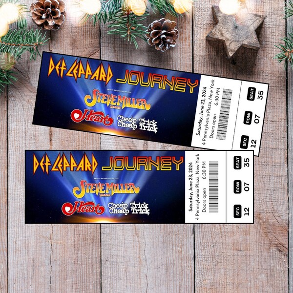 Printable Def Leppard 2024 Journey Tour Digital Tickets, Editable Music Concert Show Ticket, Ticket Template Instant Download