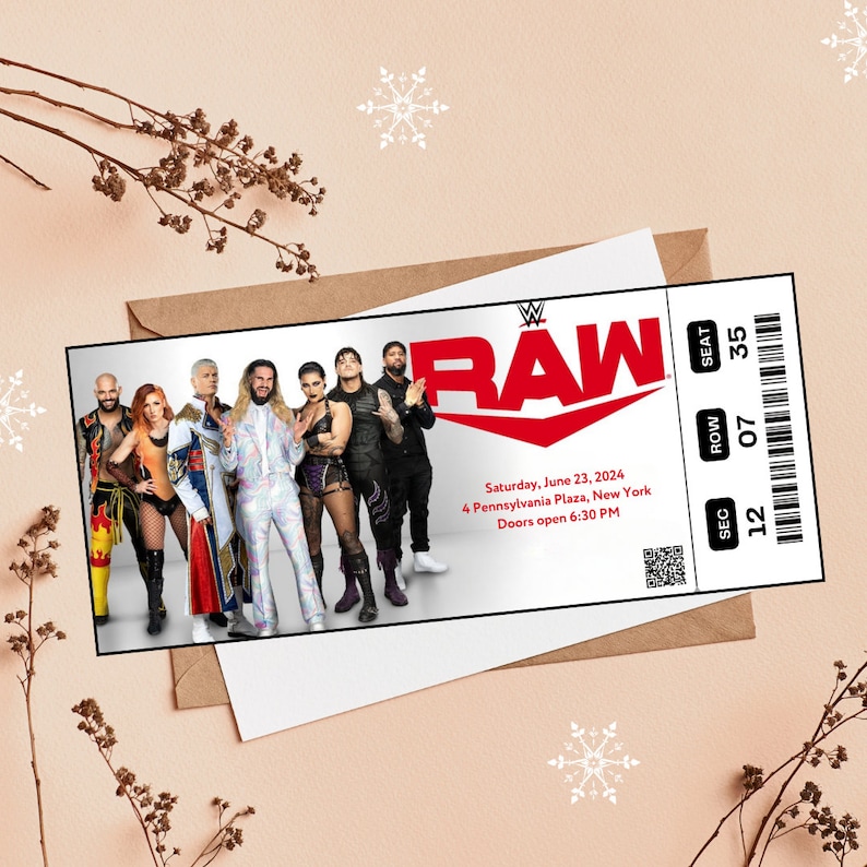 Printable WWE RAW SMACKDOWN 2024 Wrestling Show Digital Tickets