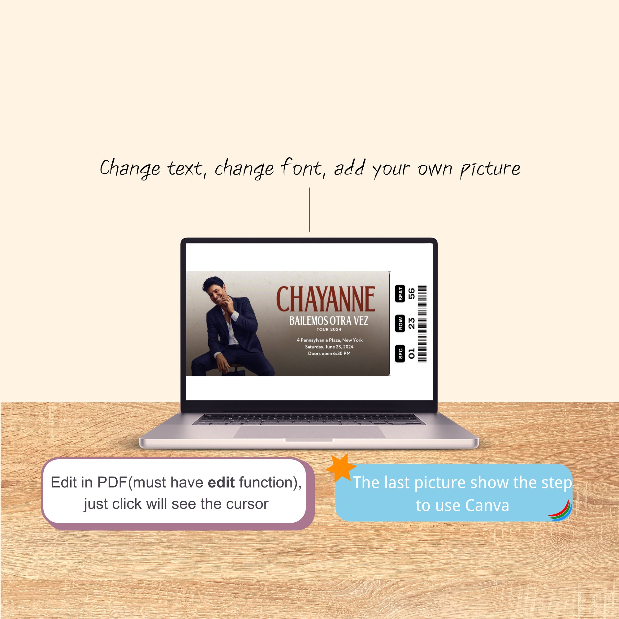 Printable Chayanne Bailemos Otra Vez Tour 2024 Digital Tickets