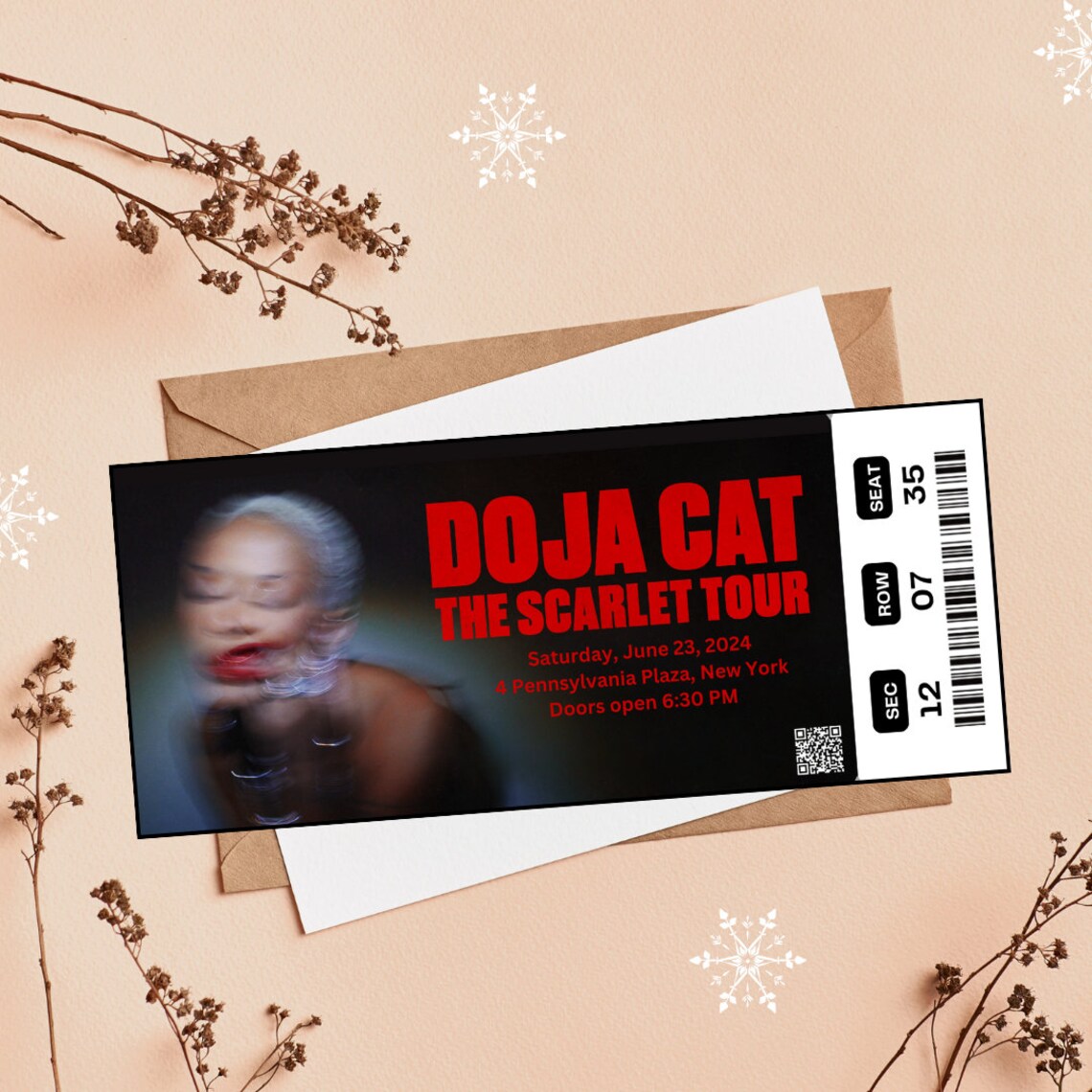 Printable Doja Cat the Scarlet Tour 2024 Digital Tickets, Editable