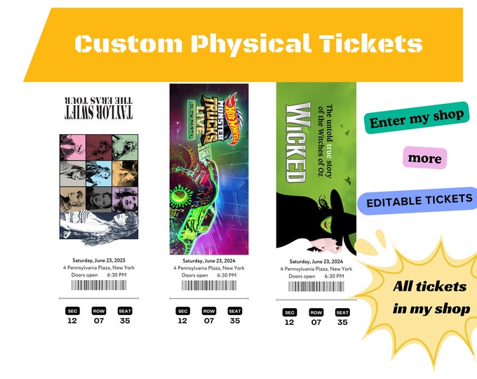 Custom Physical Tickets, Concern Theatre Tickets For Keepsake, Laminated Ticket, Personalized Tickets Gifts