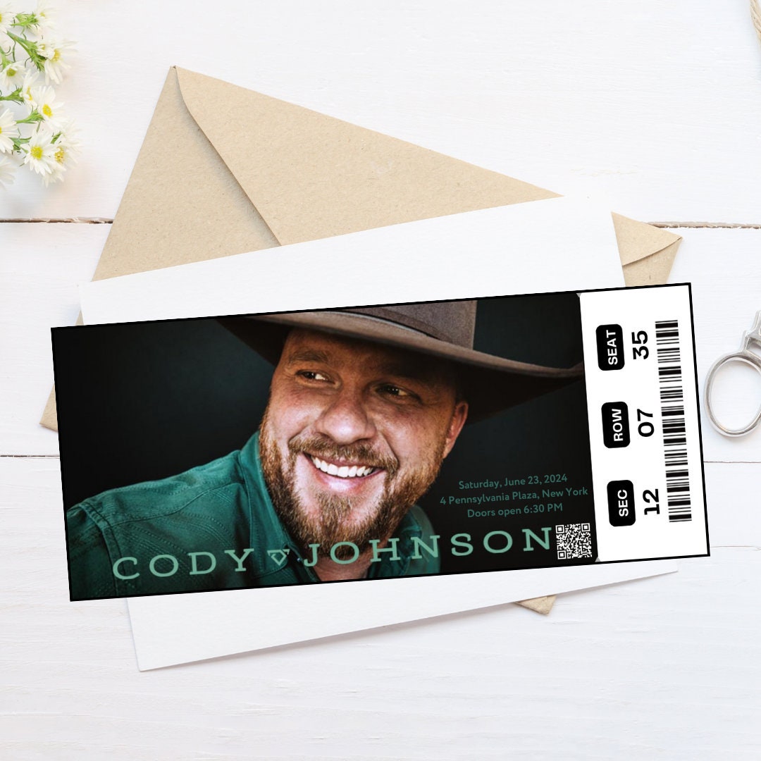 Printable Cody Johnson Concern Digital Tickets, Editable Music Concert Show Ticket, Ticket