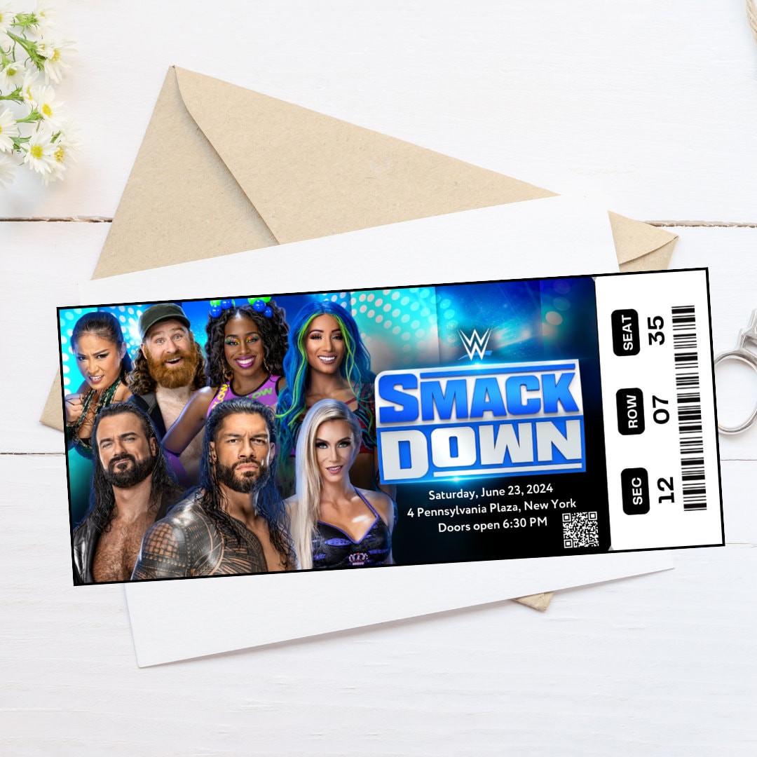 Printable WWE RAW SMACKDOWN 2024 Wrestling Show Digital Tickets