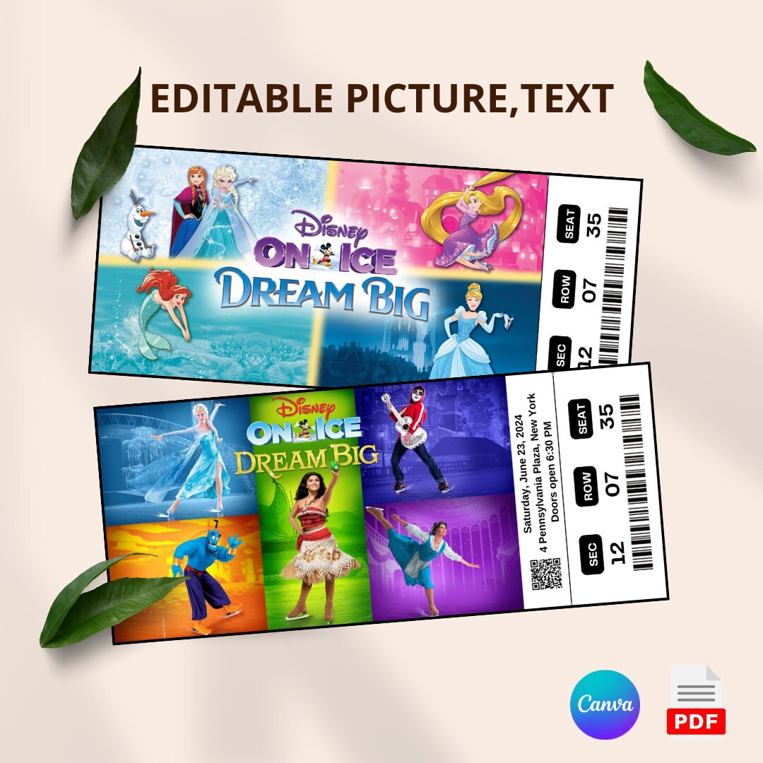 Printable Disneyland on Ice Dream Big Ticket, Ice Skating Live ...