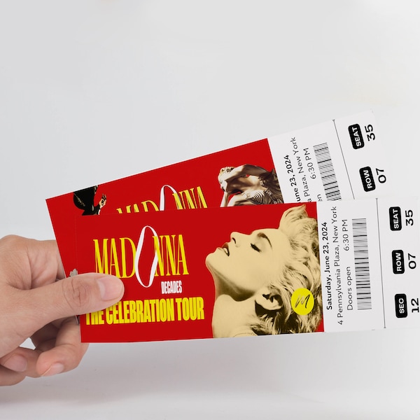 Printable Madonna The Celebration Tour Digital Tickets, Editable Music Concert Show Ticket, Ticket Template Instant Download