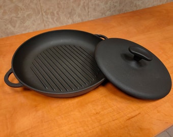 Ribbed Cast Iron Frying Grill pan Barbecue pan Cooking pan Kitchen Accessories d=20 cm, h=3.5 cm