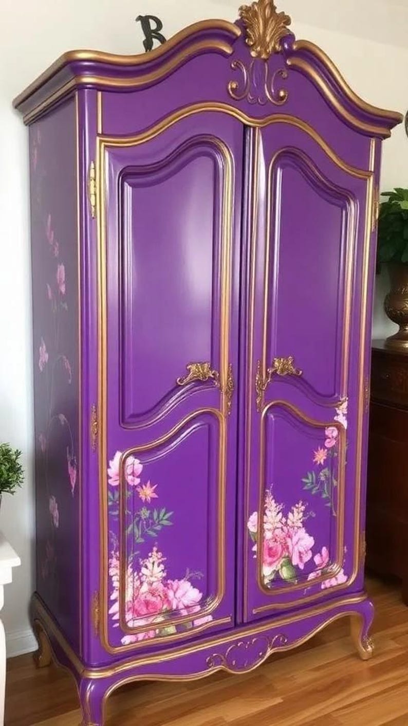 Custom Order Option: Upcycled Antique Ornate Painted French Armoire ...