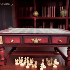 Custom Order Option: Queen of Hearts Dark Academia Decor End-Side Coffee Table, Vintage Solid Wood Handmade Home Decor