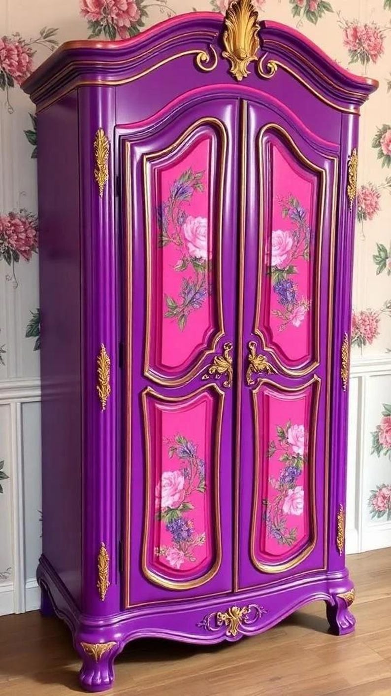 Custom Order Option: Upcycled Antique Ornate Painted French Armoire ...