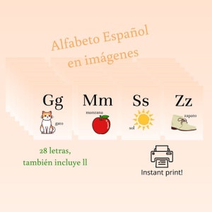 Spanish Alphabet Pictures for Toddler Learning Letters with Pictures in Alphabet, Alfabeto en Español Imágenes Para Niños Aprender Letras